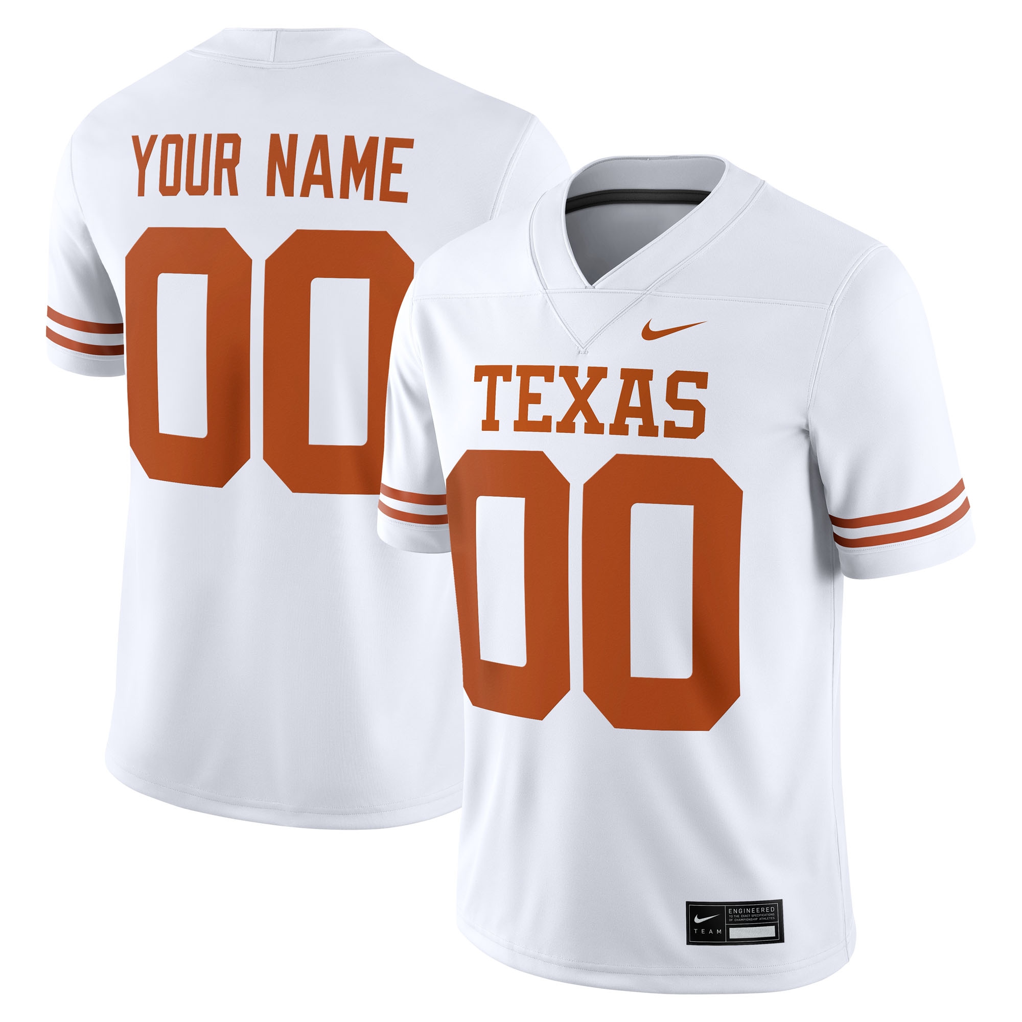 [NJP] Texas Longhorns White Custom Game Jersey - White