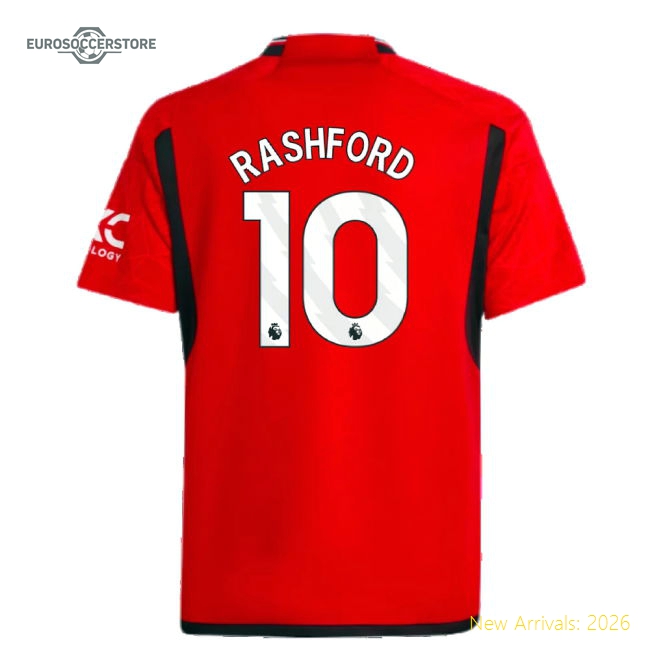 2023-2024 Man Utd Kids Safe Rashford Jersey Performance Fabric