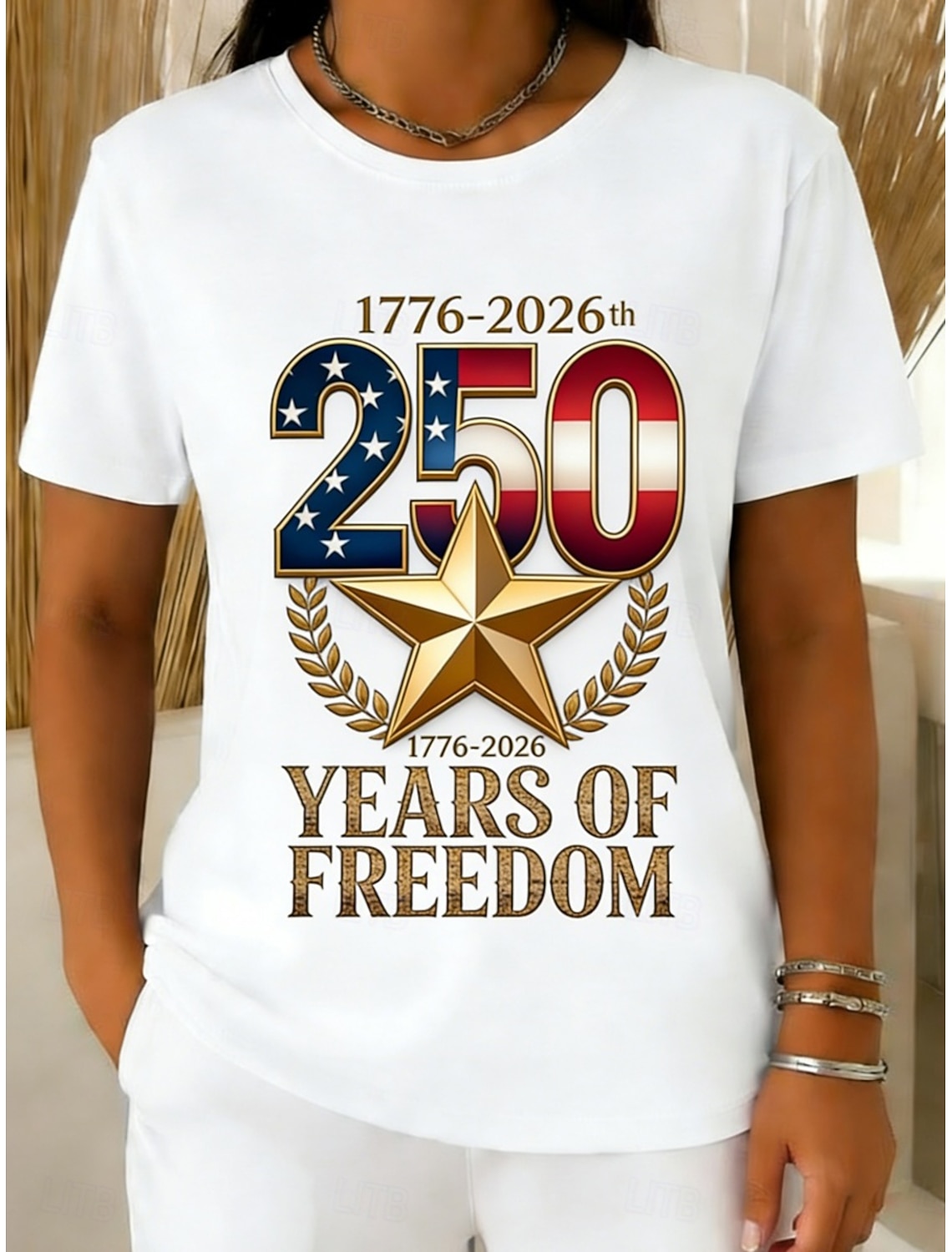 American Independence Day Women's T Shirt Tee Top Print Graphic Striped Stylish Classic Casual Short Sleeve Crew Neck Regular Tops Daily Going out Weekend Red Summer Spring