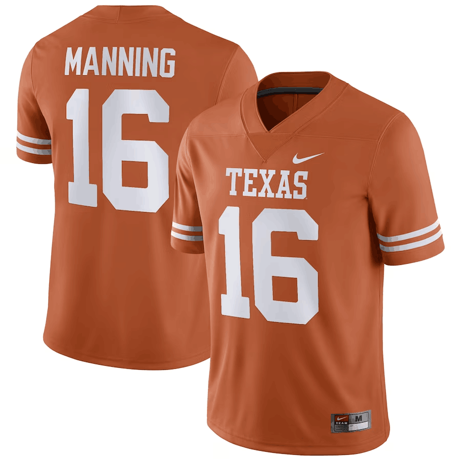 Men's UT Longhorns Orange 2024 alternate jersey Arch Manning #16