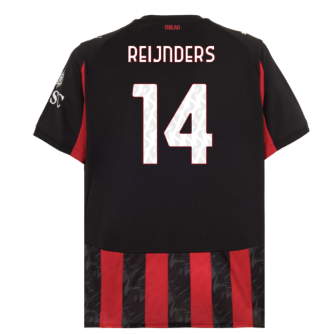 2025-2026 Ac Milan Home Shirt (reijnders 14) - Official Design