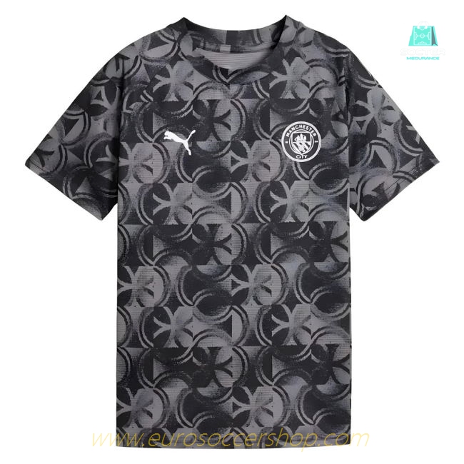 2025-2026 Man City Warm Up Jersey (Black) - Kids
