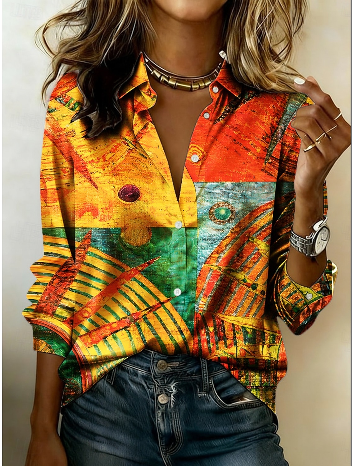 Women's Shirt Satin Shirt Print Floral Graphic Bohemia Vintage Stylish Long Sleeve Shirt Collar Regular Tops Daily Holiday Going out Black Pink Purple Summer Spring Fall