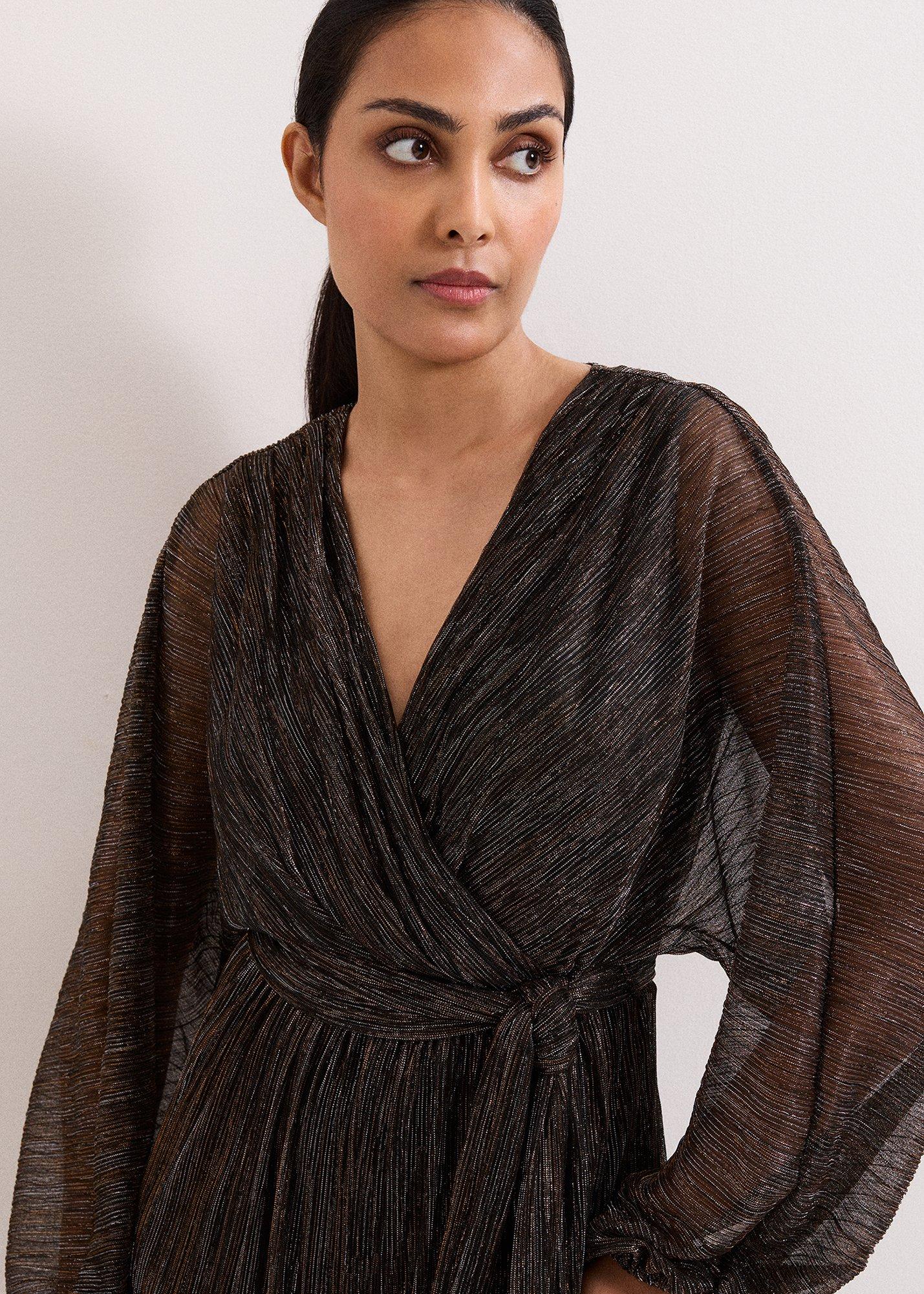 Petite Rachel Plisse Metallic Jumpsuit