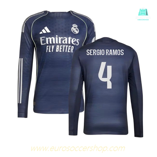 2025-2026 Real Madrid Authentic Long Sleeve Away Shirt (Sergio Ramos 4)