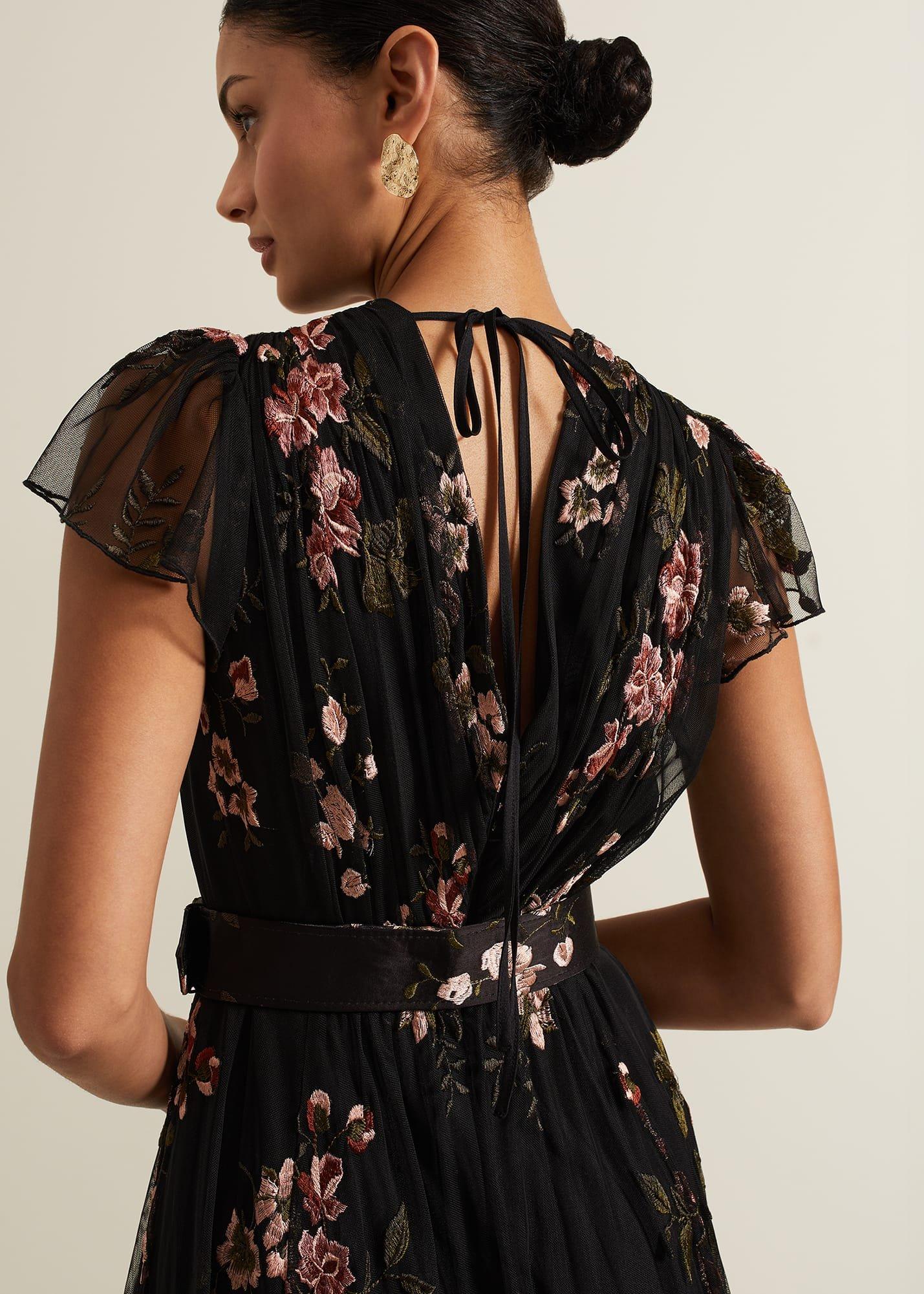 Tamera Mesh Embroidered Maxi Dress
