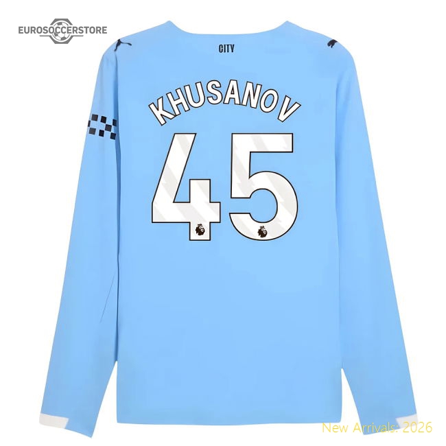 Premium 2025-2026 Man City Authentic Long Sleeve Home Shirt (khusanov