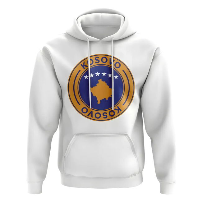 Kosovo Football Badge Hoodie (White) Euro Quality Quality