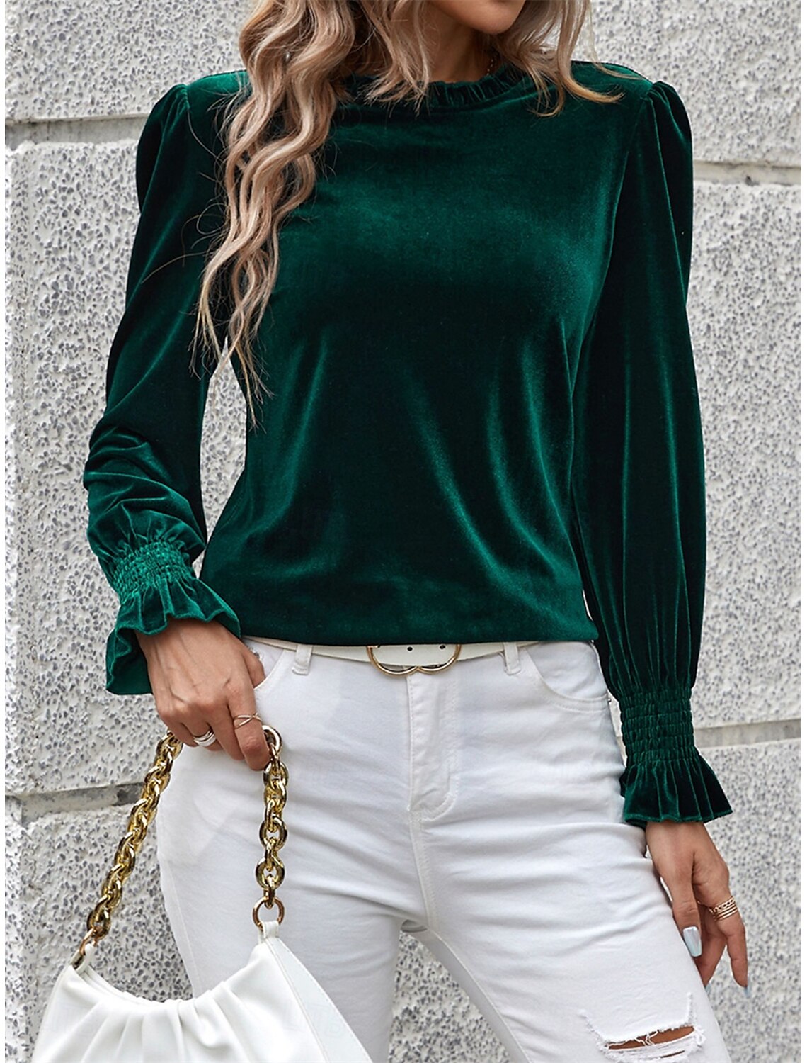Women's Shirt Blouse Basic Casual Solid Color Regular Tops Long Sleeve Turtleneck Regular Fit Daily Fall Winter