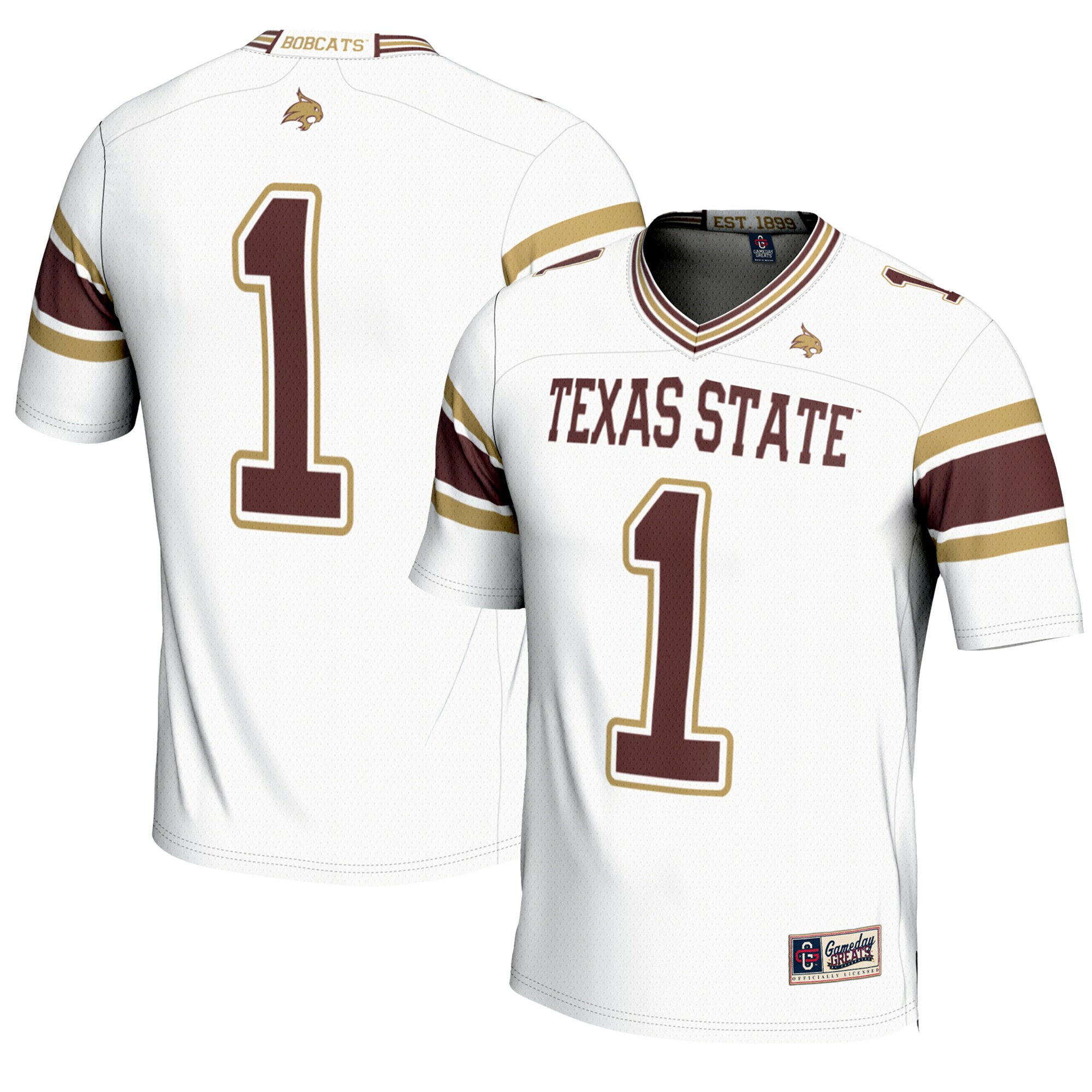 #1 Texas State Bobcats GameDay Greats Youth Endzone Football Jersey - White