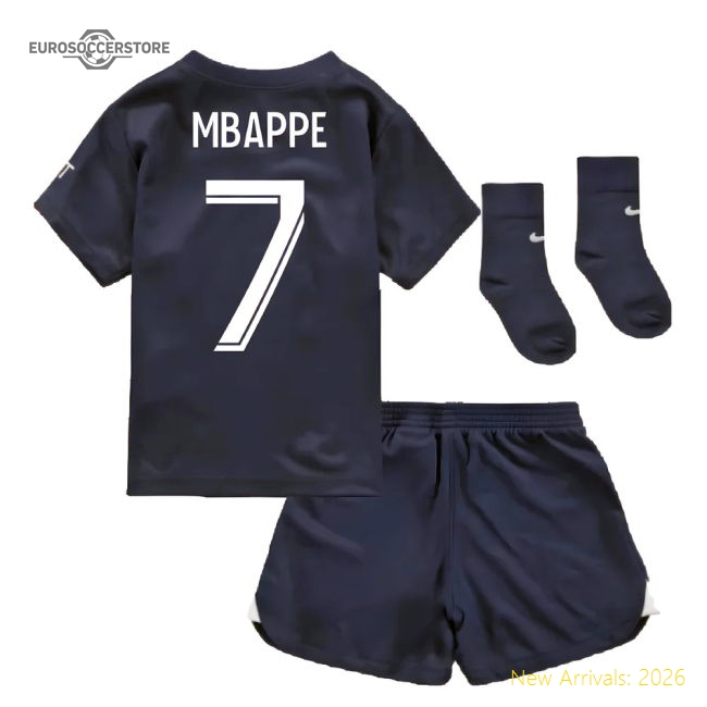 Authentic Top-Quality 2022-2023 Psg Infants Home Kit (Mbappe 7)