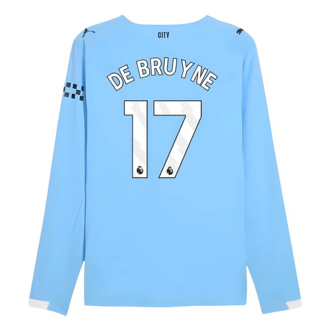 Football Man City Authentic Long Sleeve Home Shirt De Bruyne #17 T...