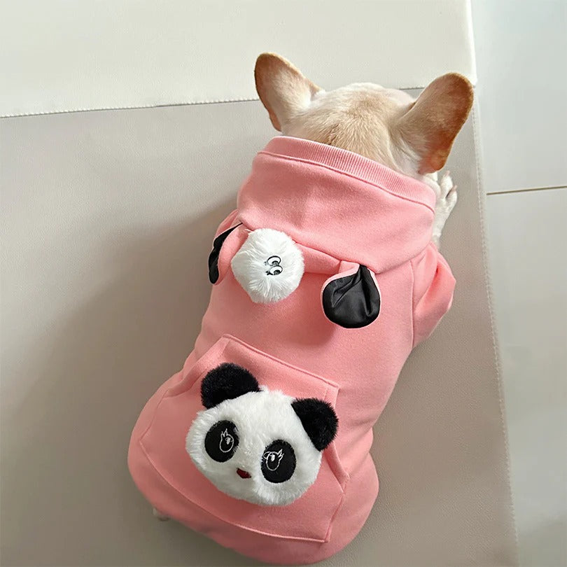 Pink Panda Hoodie – Cute Plush Warm Winter Dog Coat Everyday Use