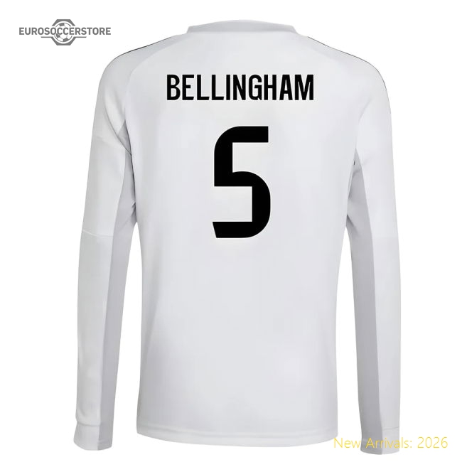 Fan-Favorite 2025-2026 Real Madrid Long Sleeve Home Shirt (Kids) (Bellingham
