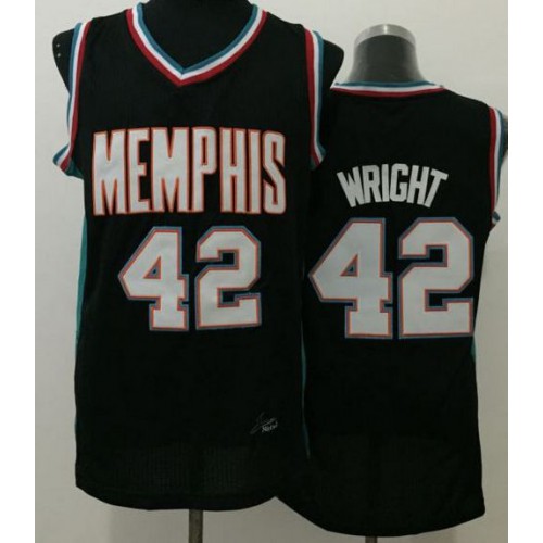 Memphis Grizzlies #42 Lorenzen Wright Black Throwback Stitched NBA Jersey Mens