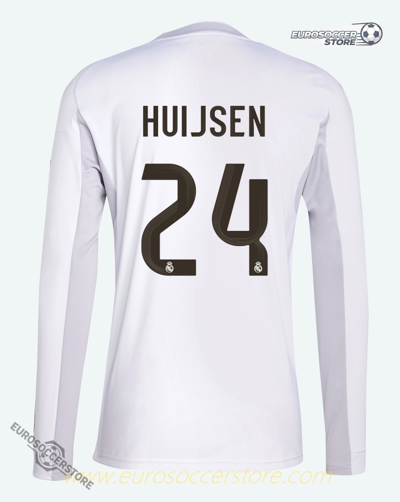 Huijsen's 24 Long Sleeve Home Jersey for Real Madrid during the 25-26 season
