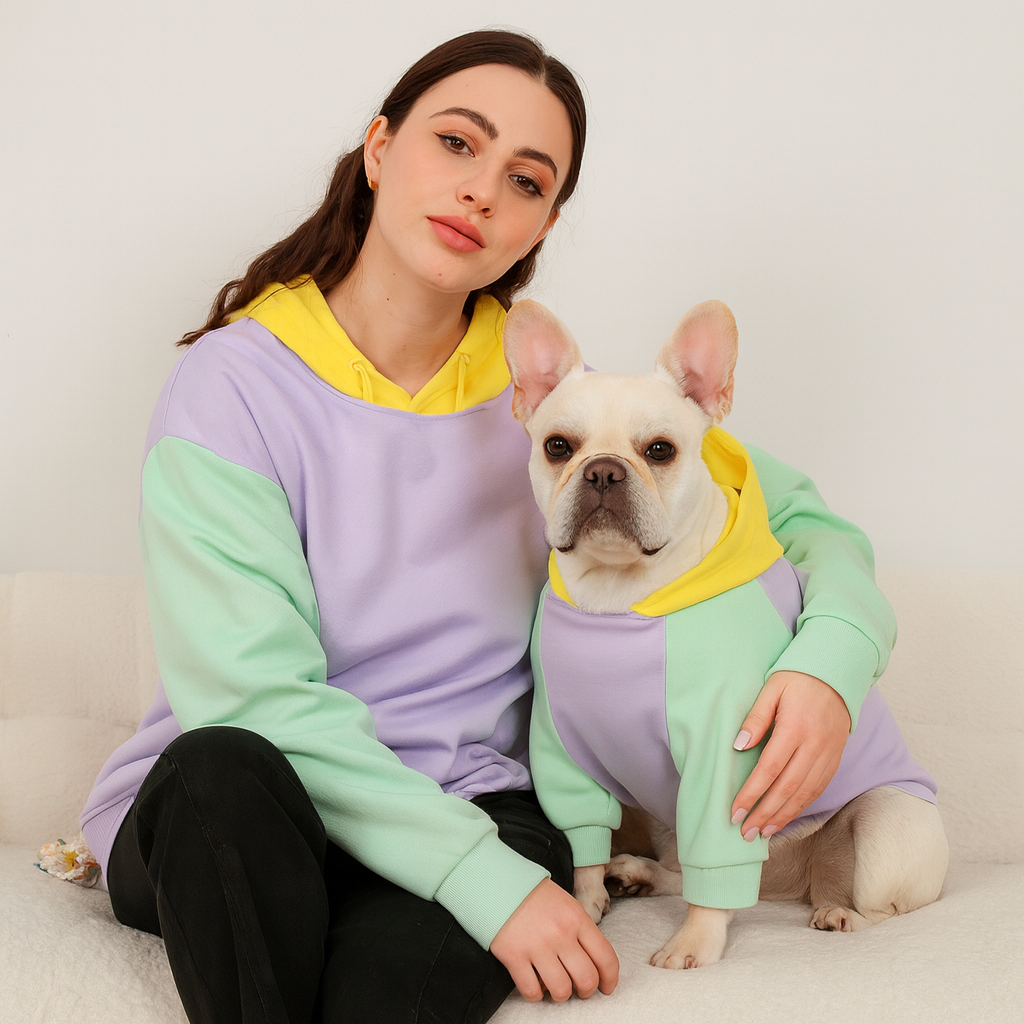 Hoodie – Pastel Colorblock Sweatshirt For Dog And Owner Casual Wear