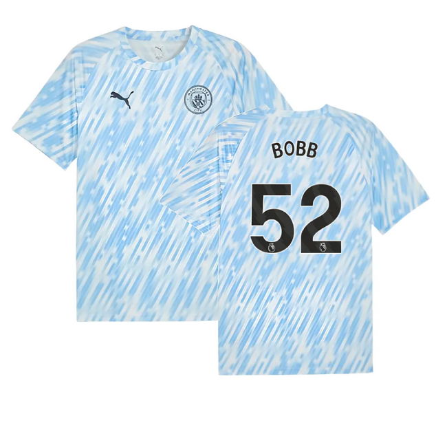 2025-2026 Man City Warm Up Jersey (Silver Sky) (Bobb 52) (Fan Favor...
