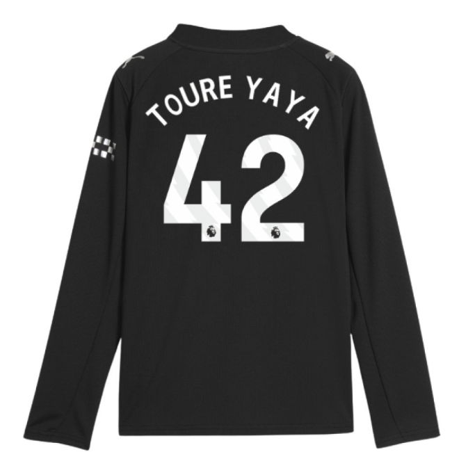 retro 2025-2026 Man City Long Sleeve Away Shirt (Kids) (Toure Yaya 42)