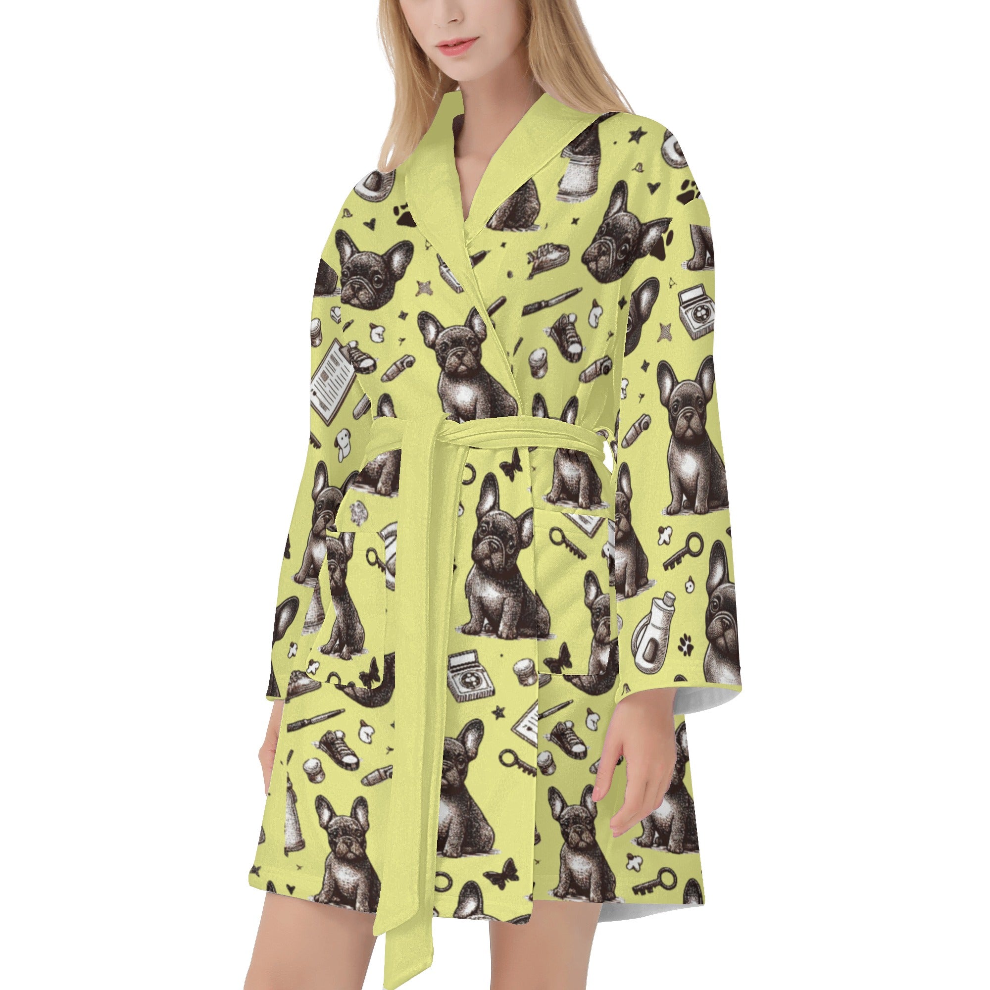 French Bulldog Lover Ivy Women Bathrobe Cute Frenchie Fan Gear