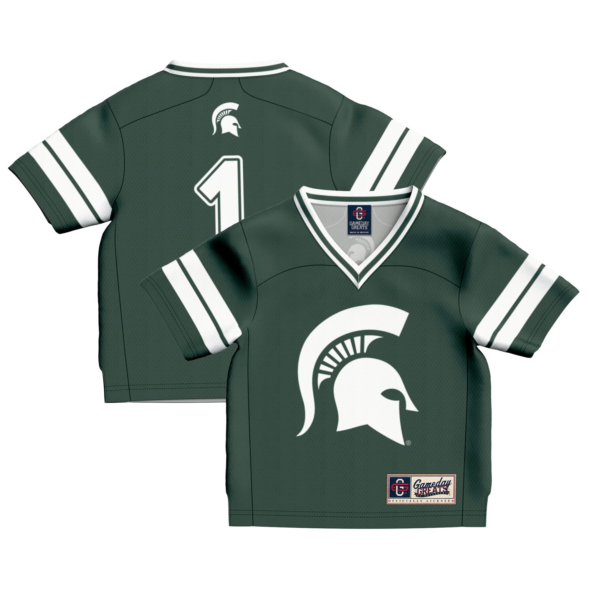 Toddler #1 Green Michigan State Spartans Lightweight Collegiate Football Fashion Jersey