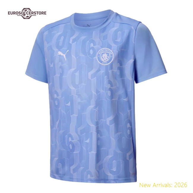 2024-2025 Man City Prematch SS Shirt (Light Blue) - Kids