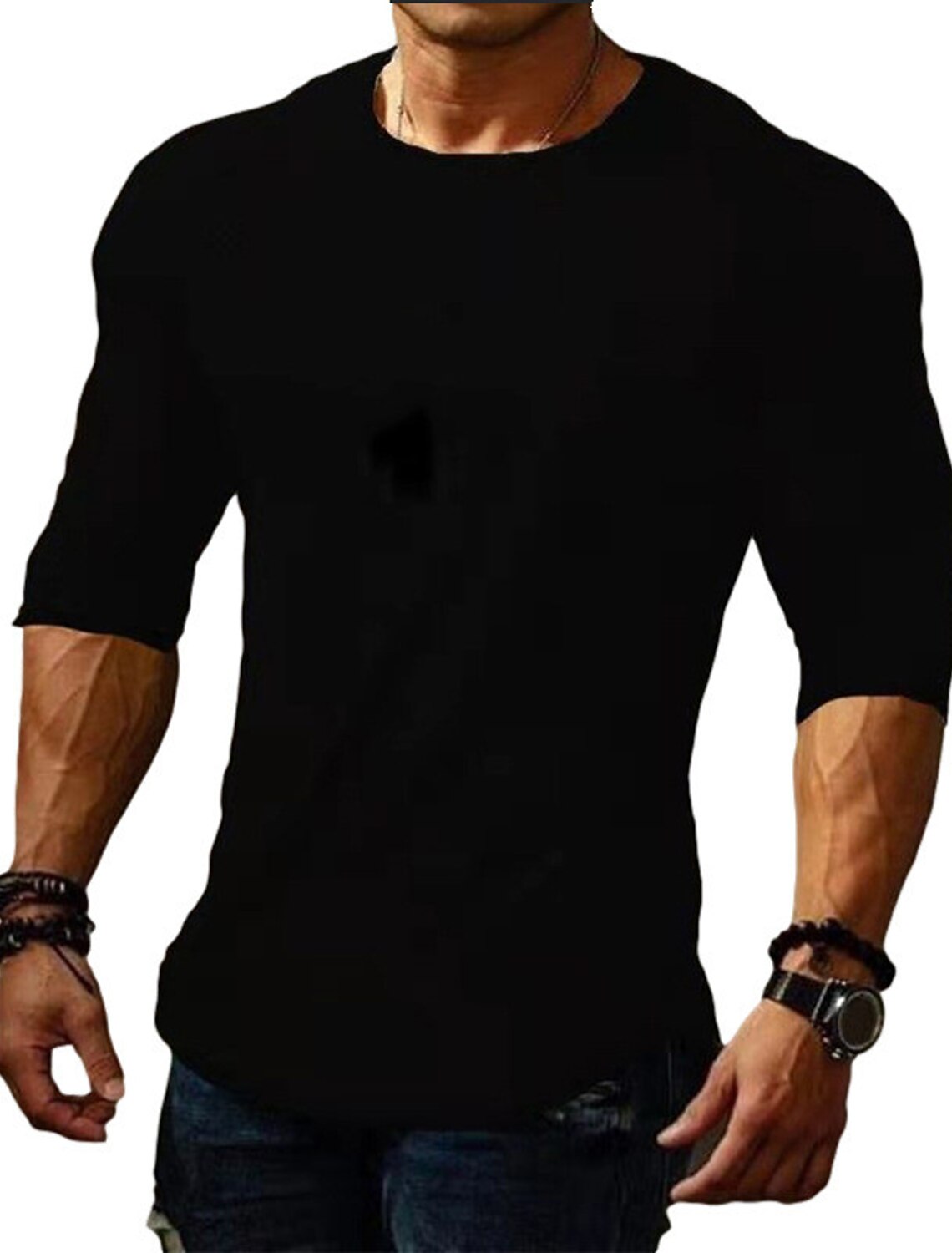 Men's T Shirt Tee Long Sleeve Crew Neck Spring & Fall Plain Muscle Big