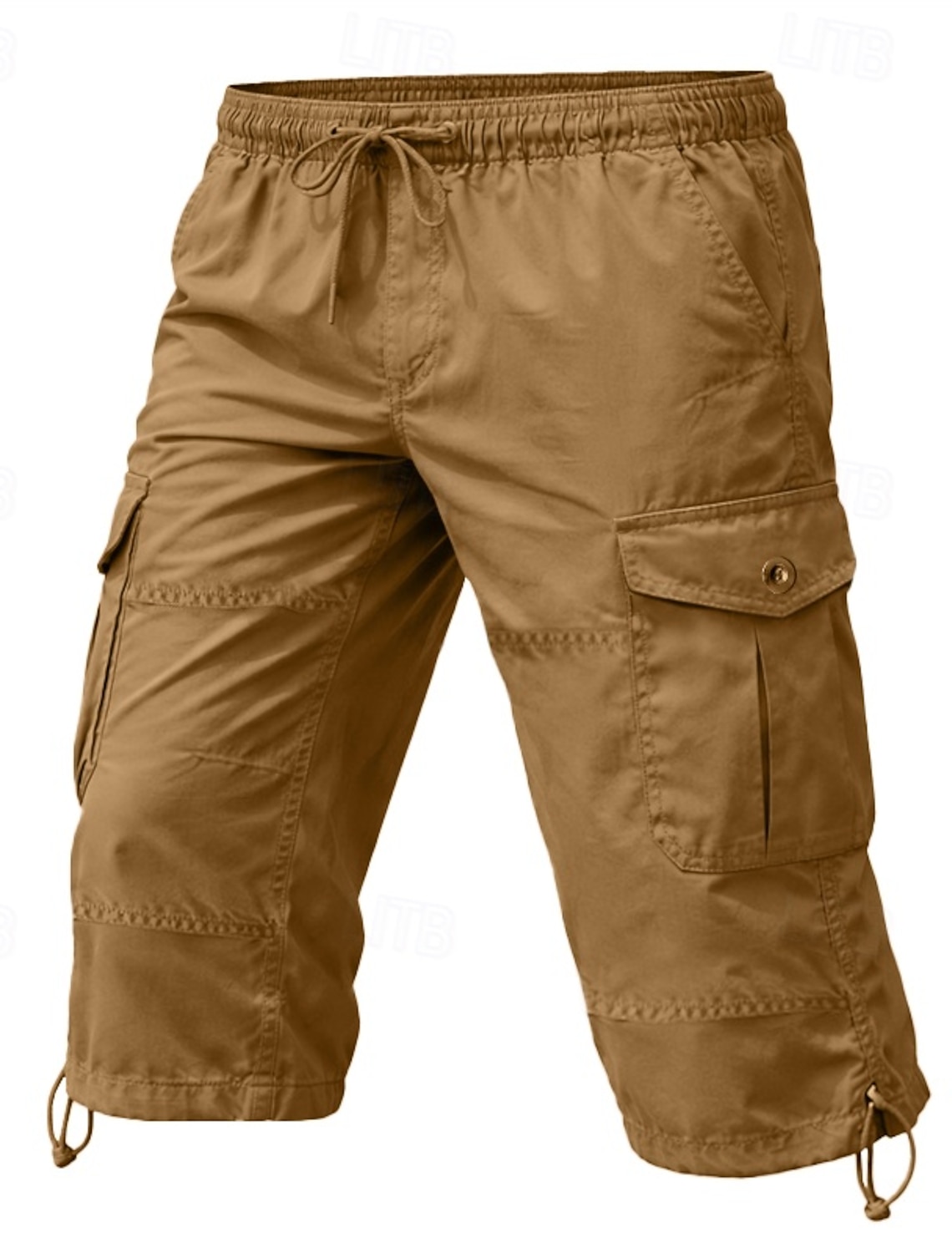 Men's Tactical Cargo Cargo Shorts Shorts Casual Shorts Pocket Elastic Waist Plain Comfort Calf-Length Casual Outdoor Streetwear Fashion Streetwear Black Yellow Inelastic