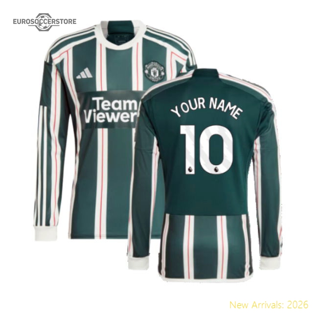 Official 2023-2024 Man Utd Long Sleeve Away Shirt (your Name)