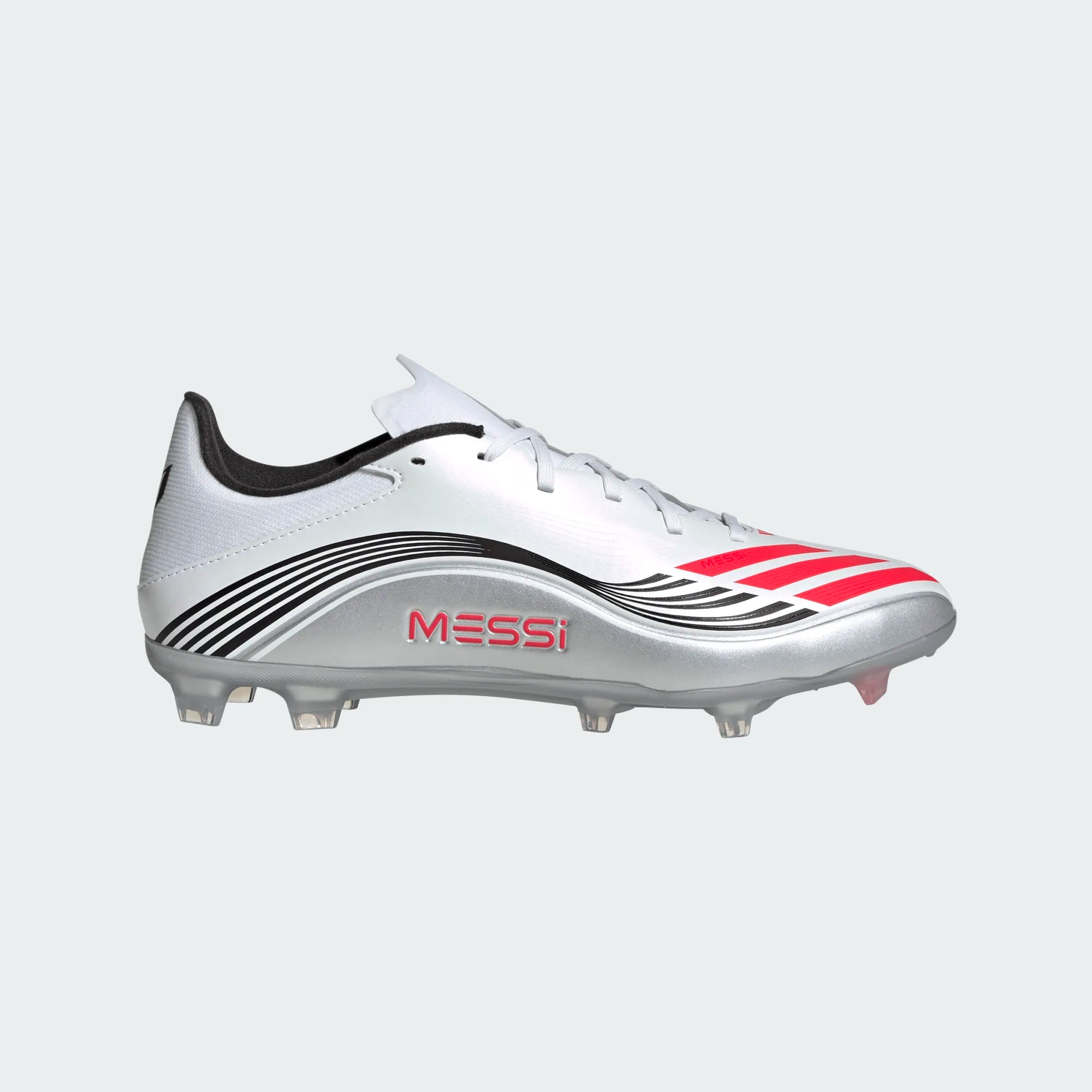 adidas F50 Messi League FG/MG Football Boots 2024 White Lucid Red Silver Metallic
