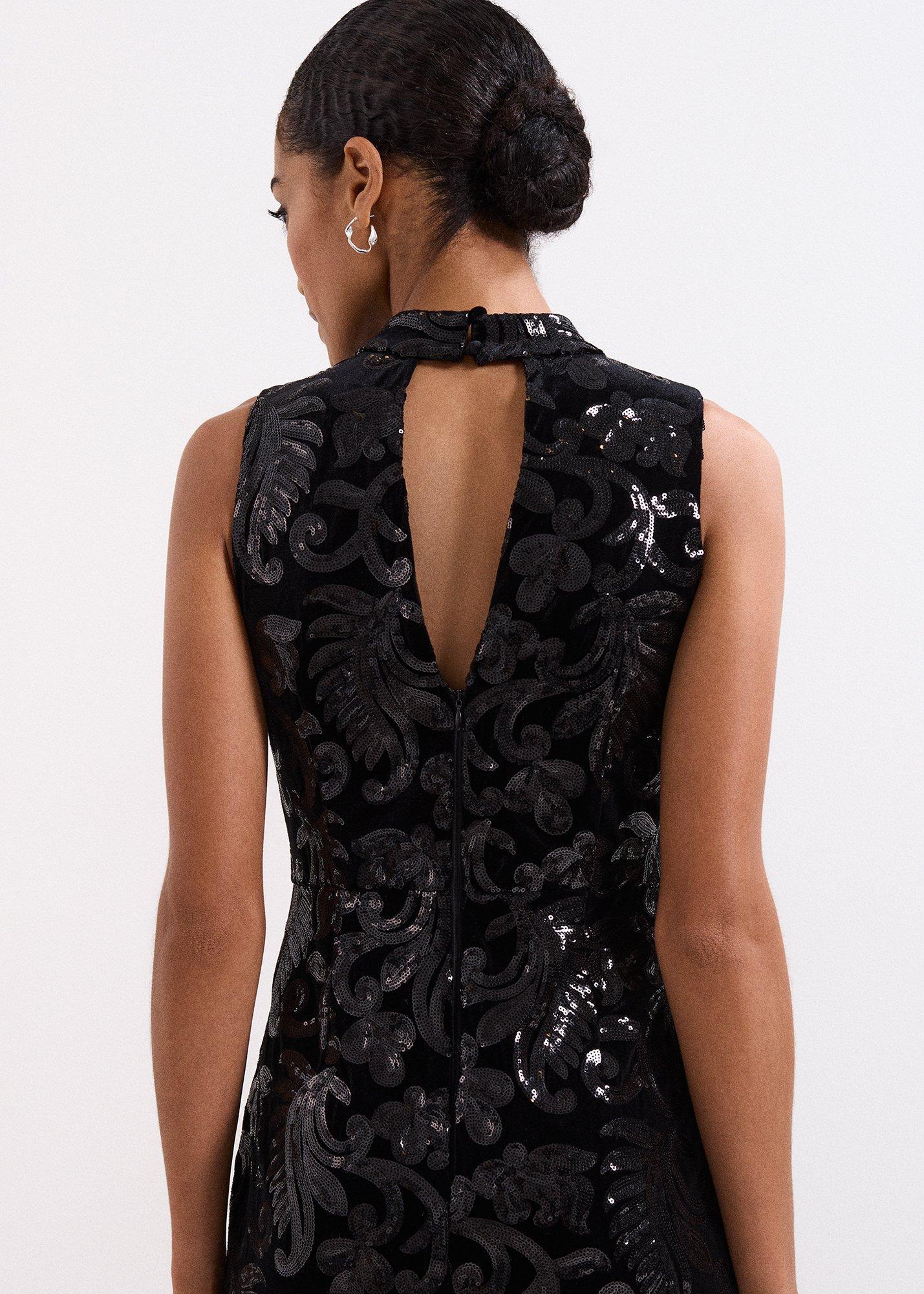 Trudy Black Sequin Maxi Dress