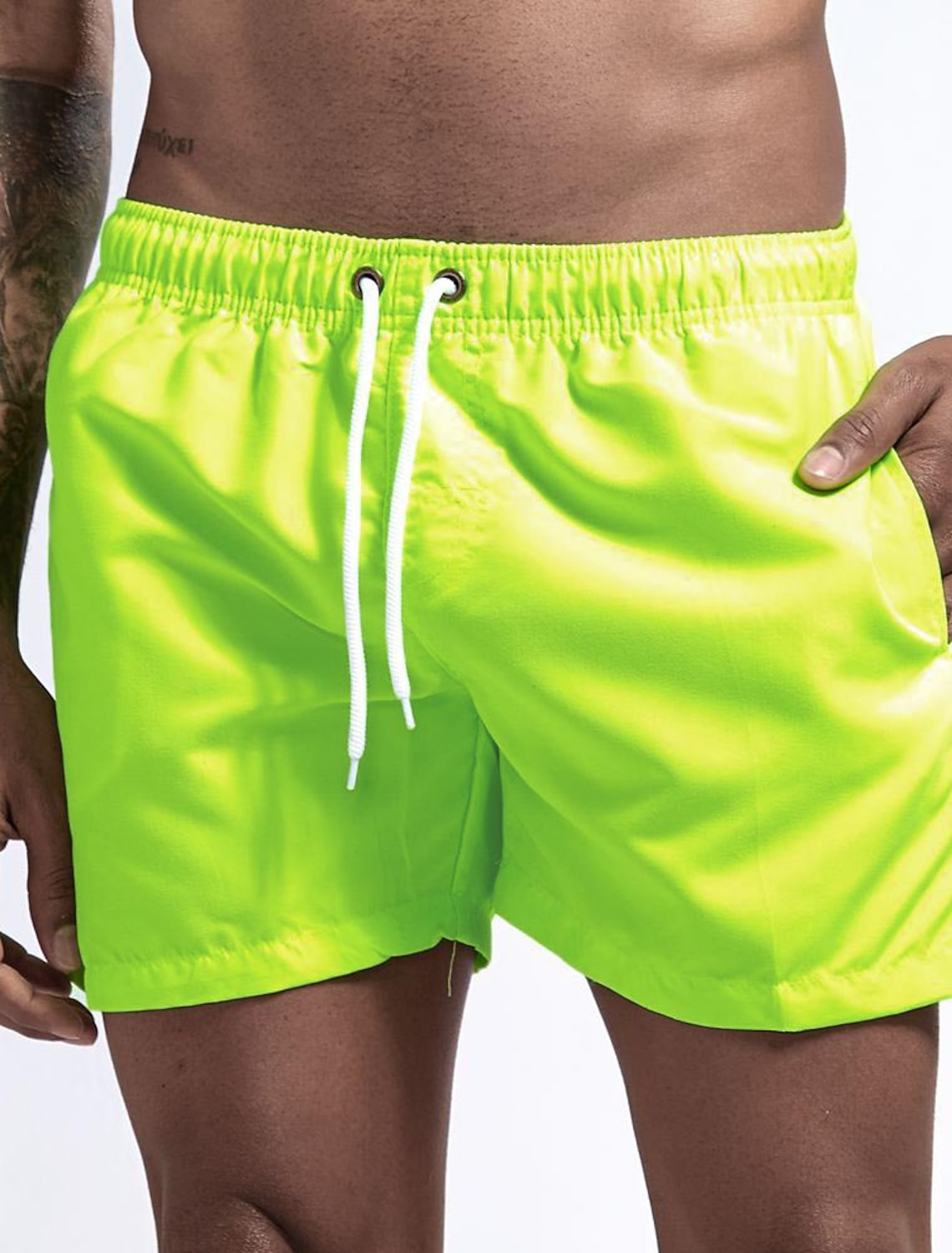 Men's Board Shorts Swim Shorts Swim Trunks Drawstring with Mesh lining Elastic Waist Coconut Tree Comfort Quick Dry Short Holiday Beach Weekend Fashion Casual Black White Micro-elastic