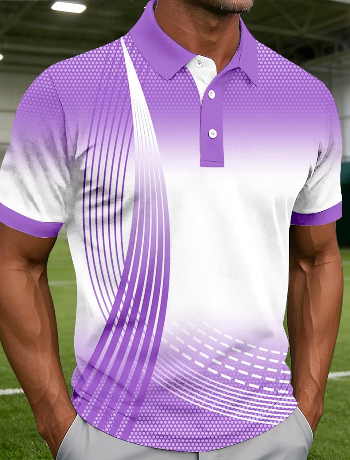 Men's Golf Line Polo Sports Polo Shirts Short Sleeve Polo Shirts Collared Shirts Casual Athleisure Buttons Summer Pink Blue Green