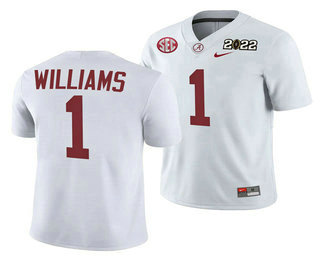 away jersey Men's Bama Crimson Tide Jameson Williams #1 White 2022