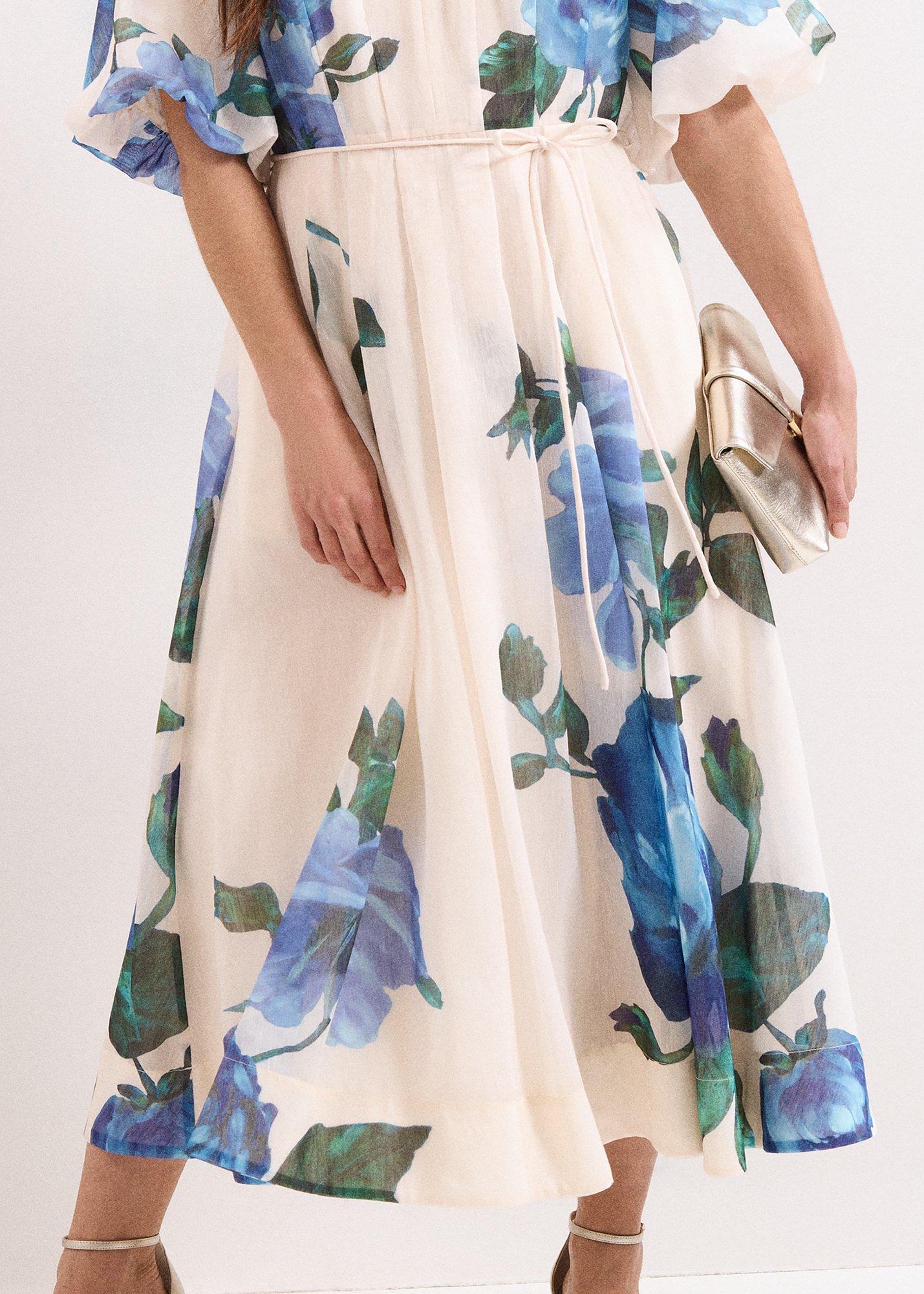 Petite Adeline Cream Floral Midi Dress
