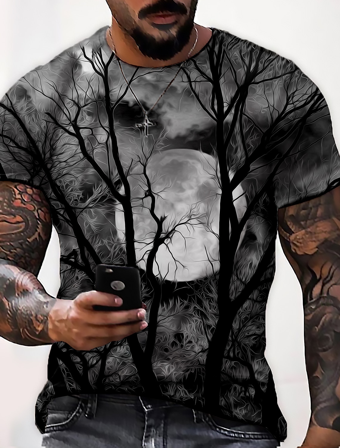 Men's Unisex Moon Spooky Moon Graphic Prints Shirt T Shirt Tee Short Sleeve T shirt 3D Print Crew Neck Shirt Designer Casual Big and Tall Daily Holiday Wine Yellow Red Summer Clothing