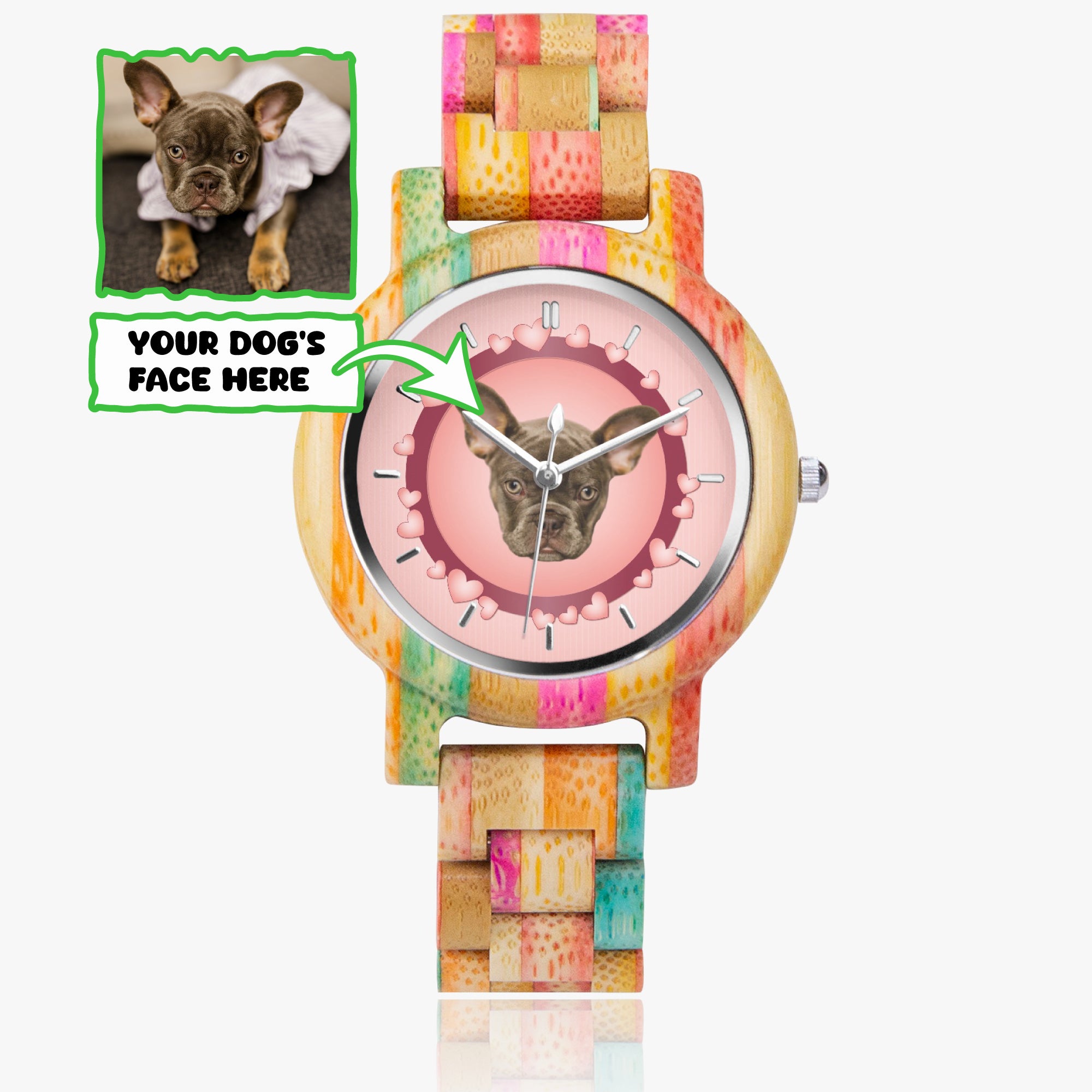 Personalized Stylish Wooden Watch For Frenchie Lovers Paw Protection