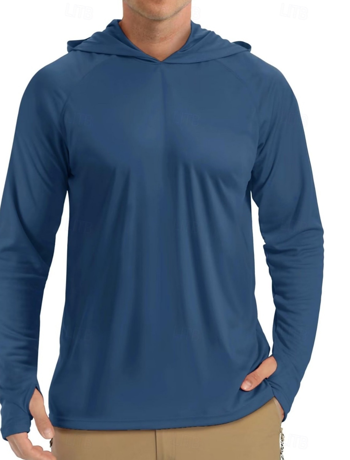 Men's T Shirt Sun Protection T-shirts Hoodie Tee Long Sleeve Hoodie Summer Spring Solid Color Classic Style Hooded Outdoor Sport Fishing Light Blue Dark Blue Top Tee for Men