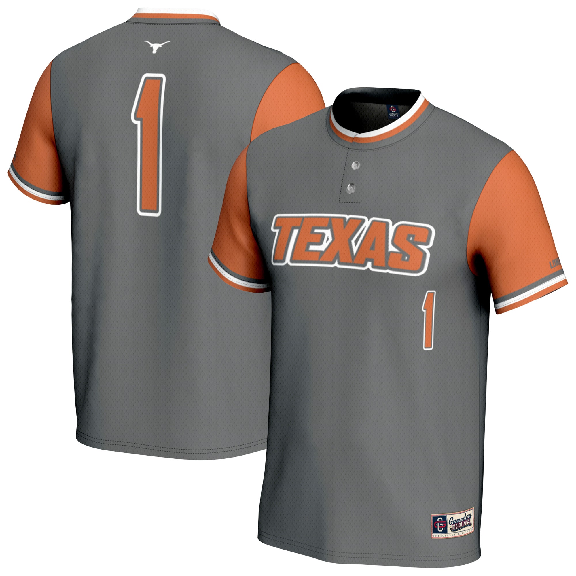 [NJP] Women's Texas Longhorns GameDay Greats Lightweight Softball Fashion Jersey - Gray