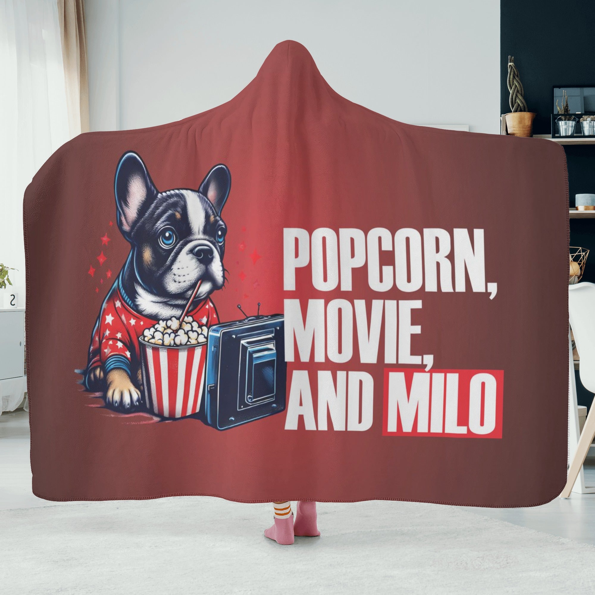 With Frenchies Name - Bulldog Inspired Hooded Blanket For Frenchie Fans