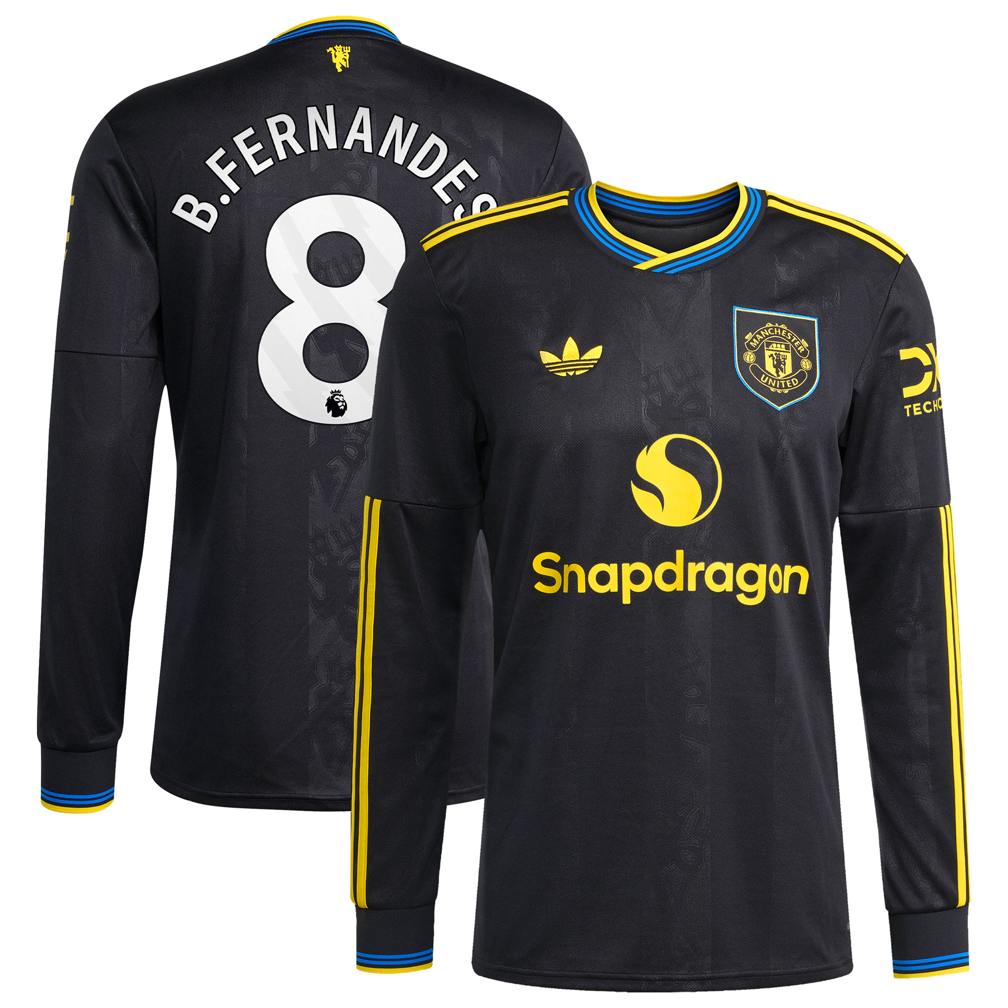 [SJH] Bruno Fernandes Manchester United 2025/26 Third Replica Long Sleeve Player Jersey - Black
