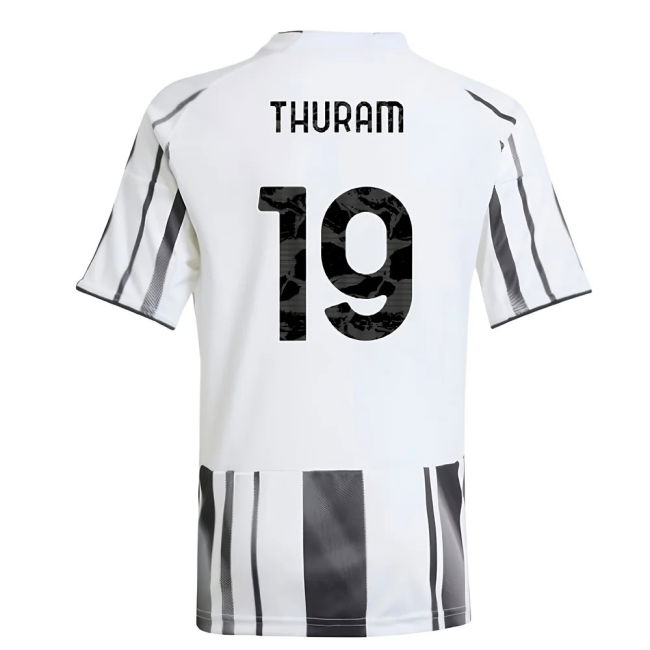 2025-2026 Juventus Home Shirt (Kids) (Thuram 19) Stretch Fabric