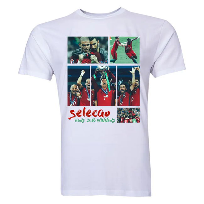 Portugal Selecao Euro 2016 Winners T-Shirt (White) Authentic