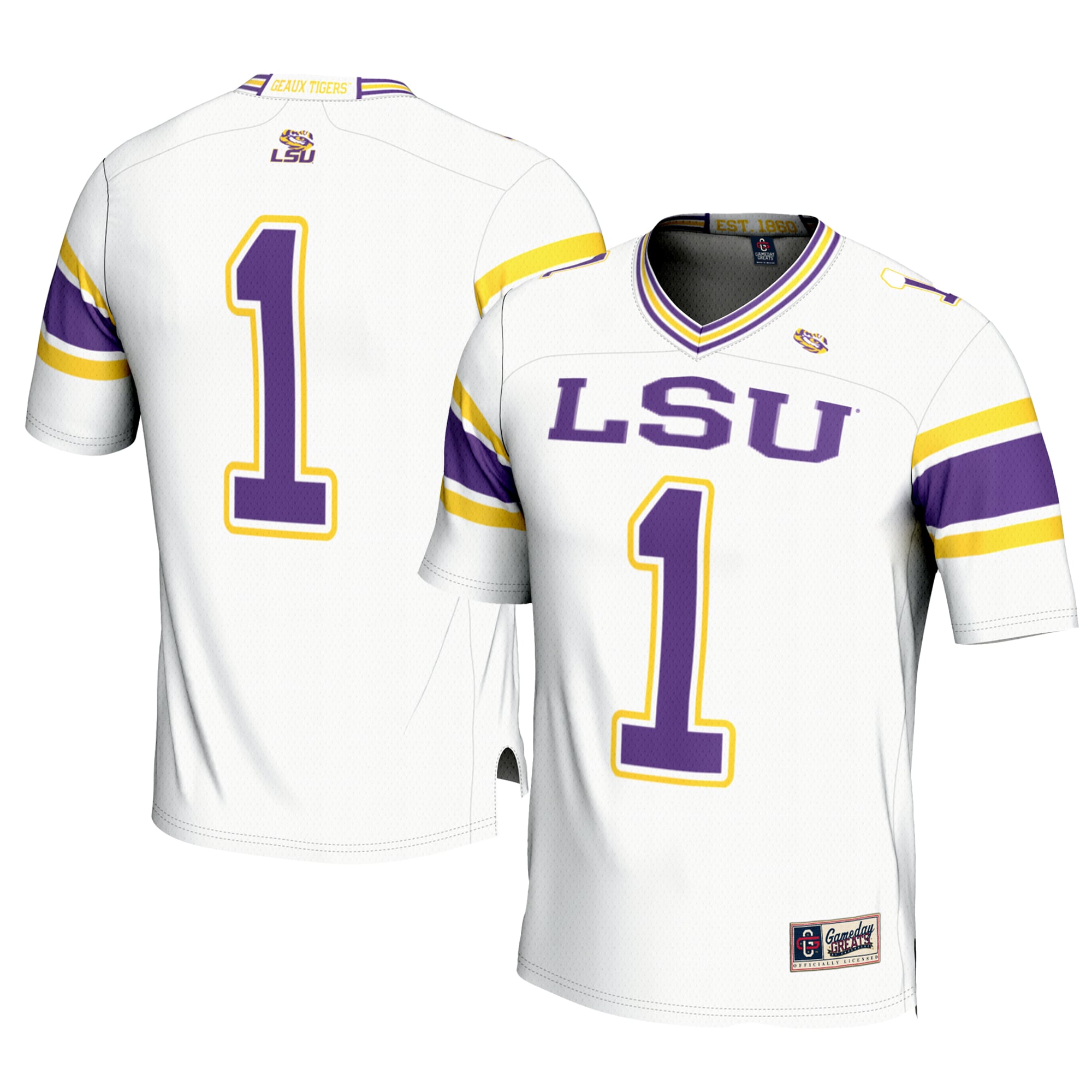 #1 LSU Tigers GameDay Greats Football Jersey - C White