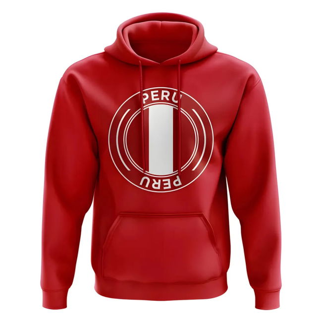 National Peru Football Badge Hoodie (Red) Match Kit Premium
