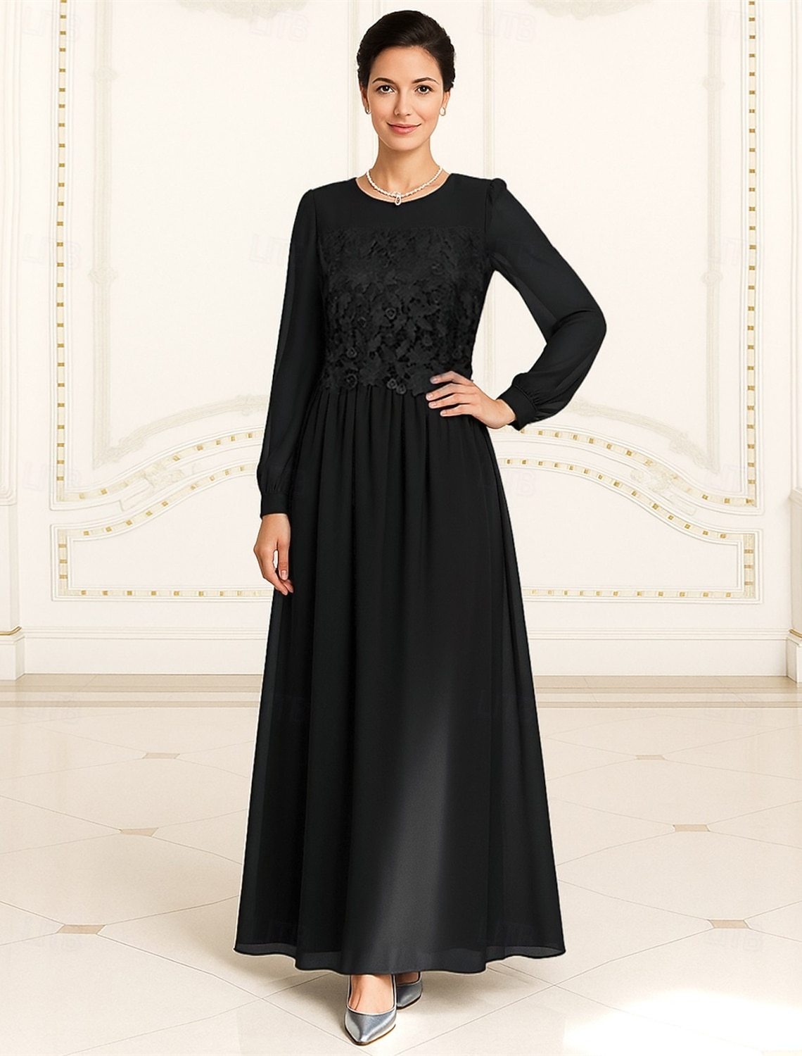 A-Line Ankle Length Party Dress Cocktail Dress Wedding Guest Dress Mother of the Bride Dress Short Sleeve Crew Neck Elegant Formal Formal Evening Wedding Party with Lace