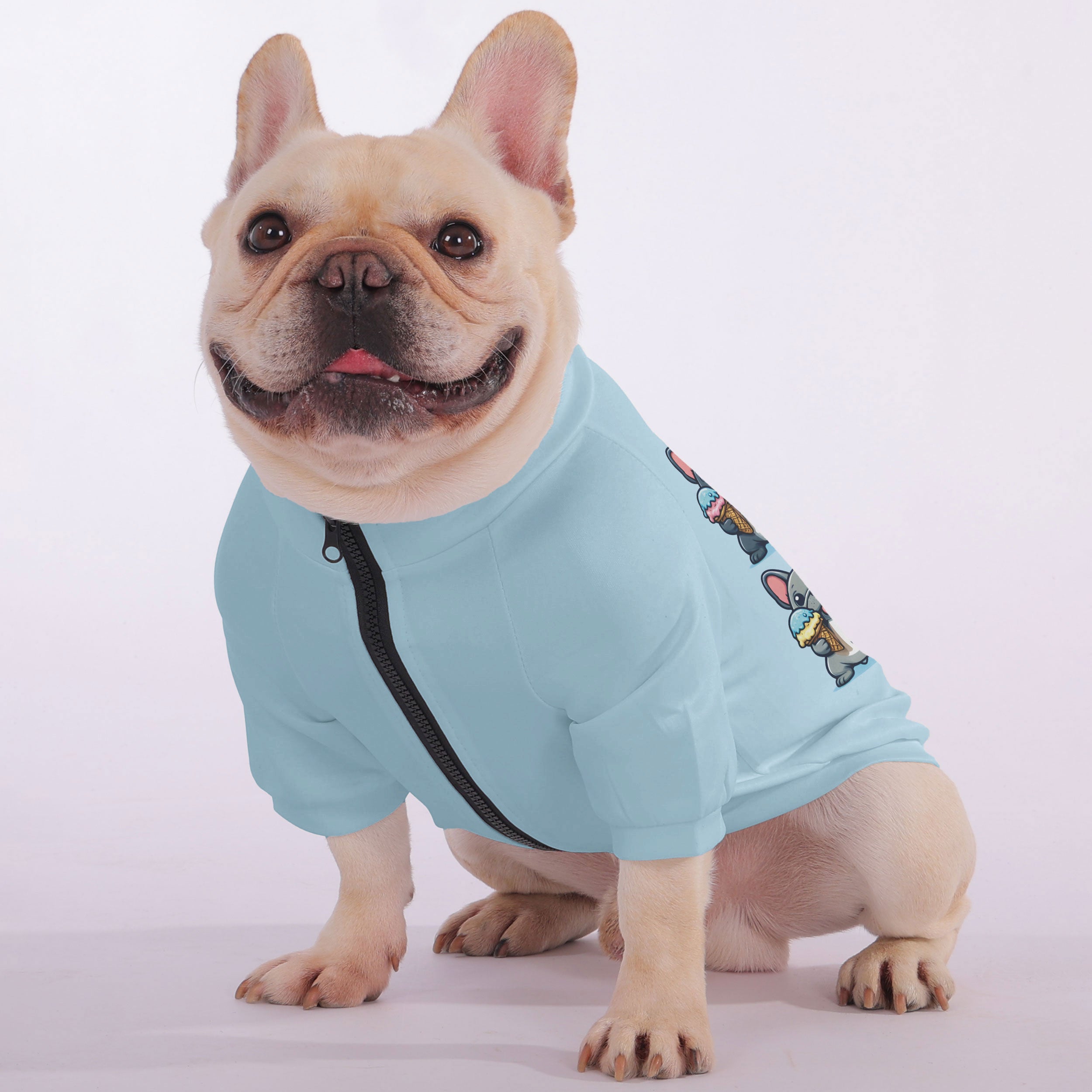 French Bulldog Ivonne Snuggly Zip Up Sweatshirt For French Bulldogs Durable Dog Item