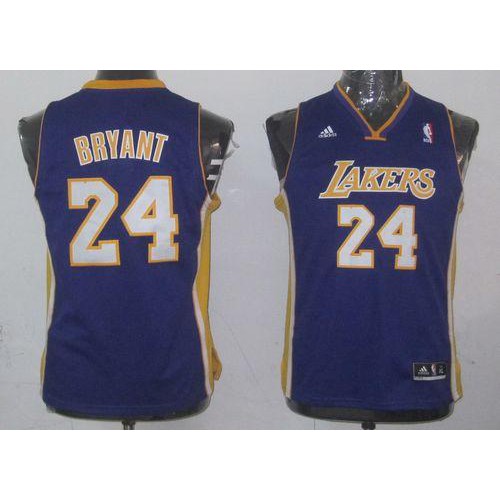 Los Angeles Lakers #24 Kobe Bryant Purple Champion Patch Stitched Youth NBA Jersey Youth
