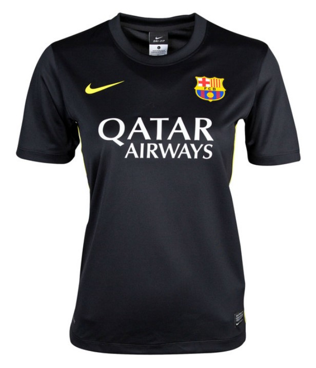 13-14 Barcelona Away Black Womens Soccer Jersey Shirt - Official