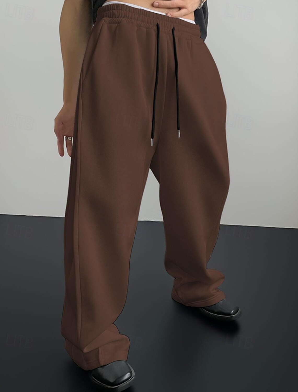 Men's Sweatpants Trousers Straight Leg Drawstring Pocket Elastic Wa #3